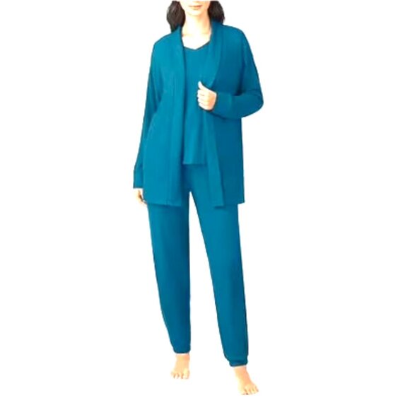 Cuddl Duds Ladies 3 Piece Ribbed Lounge Set Turquoise Blue Small NWT - Picture 1 of 7